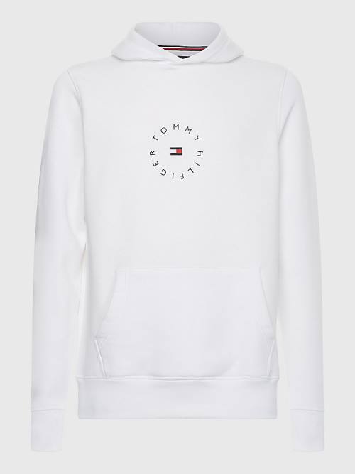 Tommy Hilfiger Flex Fleece Graphic Kapüşonlu Sweatshirt Erkek Beyaz | TH754FWV