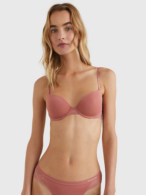 Tommy Hilfiger Floral Dantel Padded Balconette Bra İç Giyim Kadın Turuncu | TH862QLG