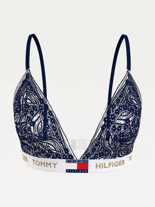 Tommy Hilfiger Floral Dantel Triangle Bralette İç Giyim Kadın Mavi | TH127OLP