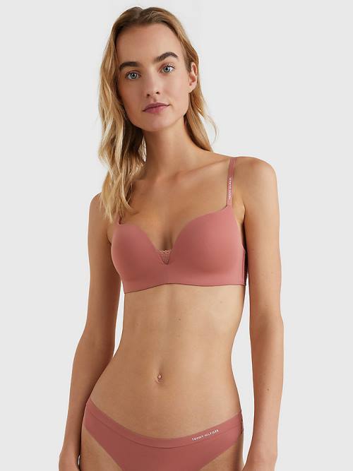 Tommy Hilfiger Floral Dantel Trim Non-Wired Push-Up Bra İç Giyim Kadın Turuncu | TH246LCU