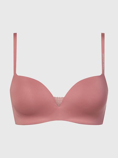 Tommy Hilfiger Floral Dantel Trim Non-Wired Push-Up Bra İç Giyim Kadın Turuncu | TH246LCU