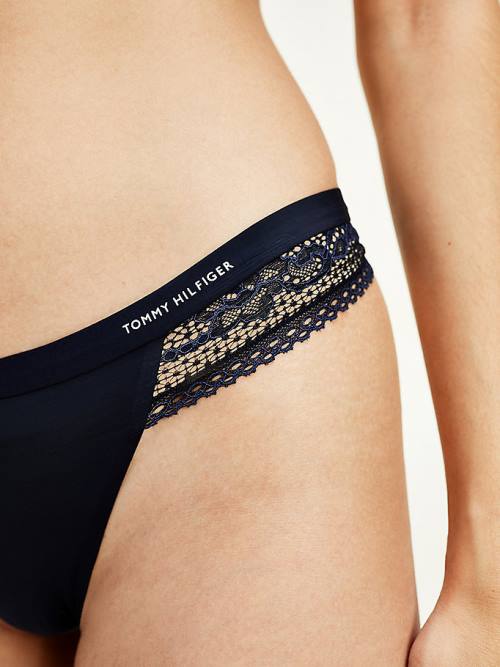 Tommy Hilfiger Floral Dantel Trim Tanga İç Giyim Kadın Mavi | TH482TVA