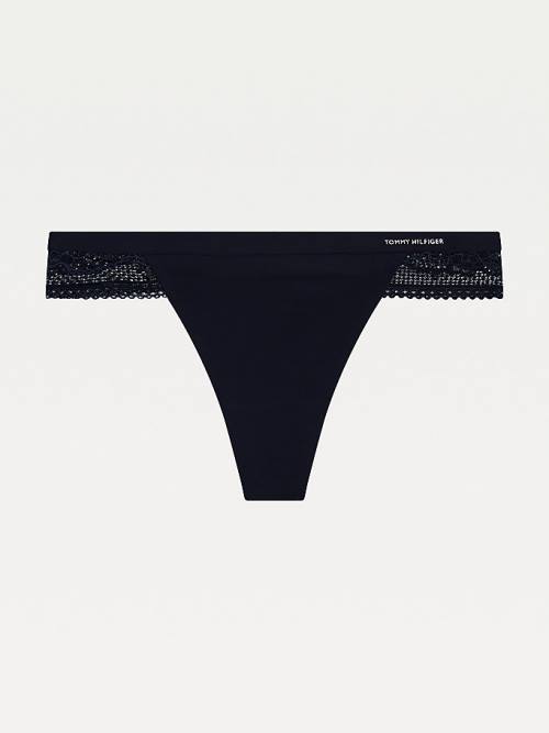 Tommy Hilfiger Floral Dantel Trim Tanga İç Giyim Kadın Mavi | TH482TVA