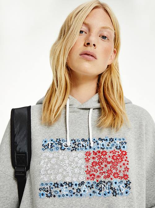 Tommy Hilfiger Floral Logo Elbise Kadın Gri | TH236GNJ