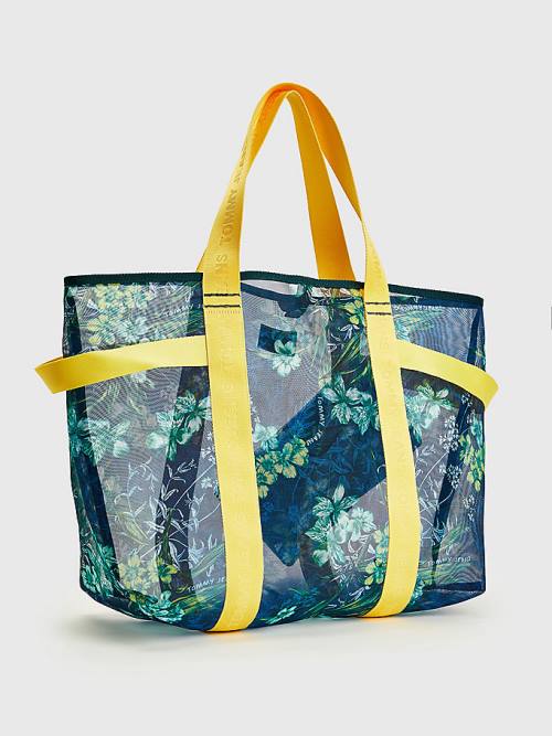 Tommy Hilfiger Floral Mesh Tote Çanta Kadın Mavi | TH194JVY