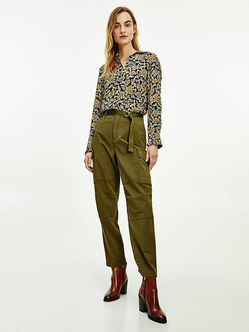 Tommy Hilfiger Floral Viscose Crepe Relaxed Fit Bluz Kadın Sarı | TH271RFL