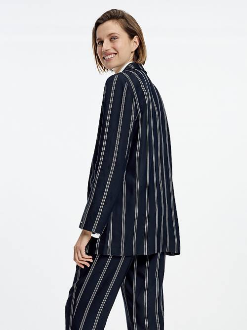 Tommy Hilfiger Fluid Stripe Relaxed Fit Blazer Kadın Siyah | TH350ZXJ