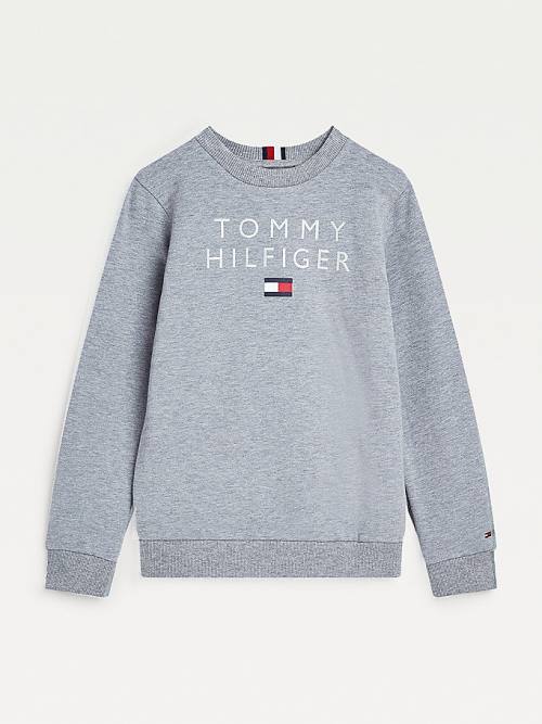 Tommy Hilfiger Front Logo Sweatshirt Erkek Çocuk Gri | TH502BYQ