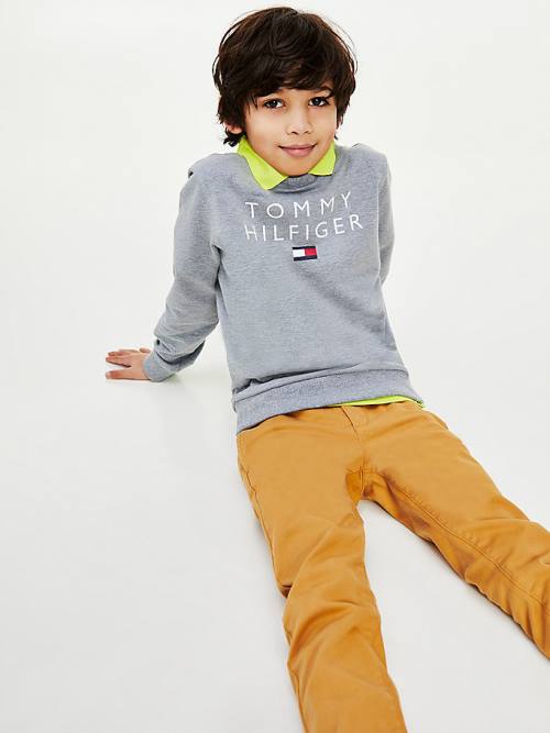 Tommy Hilfiger Front Logo Sweatshirt Erkek Çocuk Gri | TH502BYQ