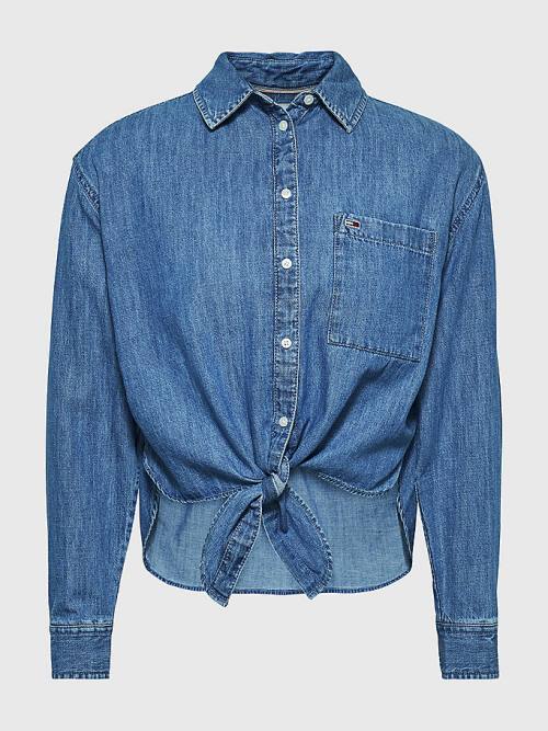 Tommy Hilfiger Front-Tie Denim Chambray Gömlek Kadın Denim | TH058CJR