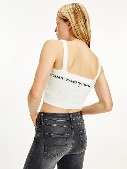 Tommy Hilfiger Furry Cropped Cami Kazak Kadın Beyaz | TH173BVZ