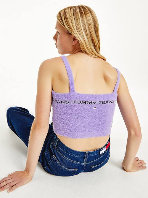 Tommy Hilfiger Furry Cropped Cami Kazak Kadın Mor | TH640RWX