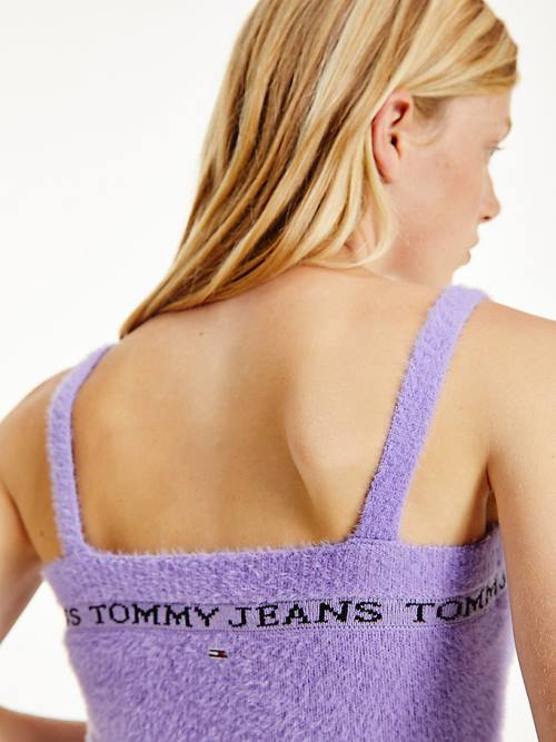 Tommy Hilfiger Furry Cropped Cami Kazak Kadın Mor | TH640RWX