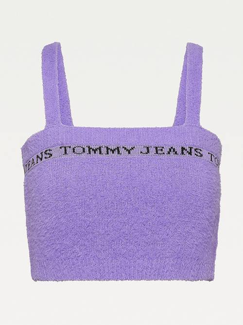 Tommy Hilfiger Furry Cropped Cami Kazak Kadın Mor | TH640RWX