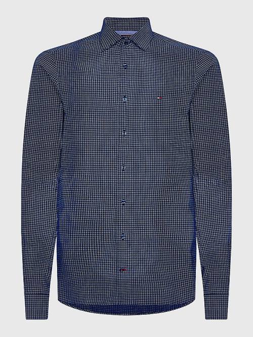 Tommy Hilfiger Geometric Print Slim Fit Gömlek Erkek Mavi | TH406JQO