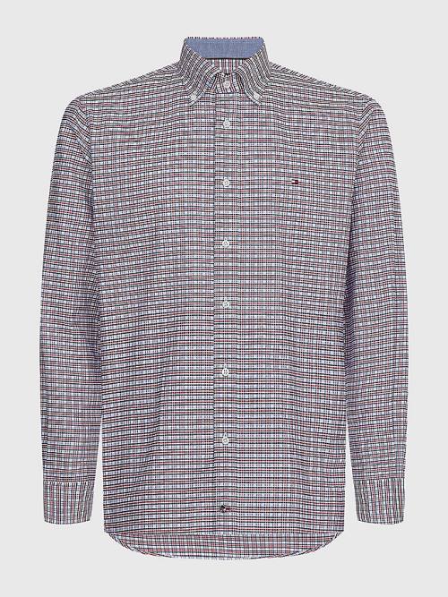 Tommy Hilfiger Gingham Check Organic Oxford Pamuklu Gömlek Erkek Kırmızı | TH780RFD