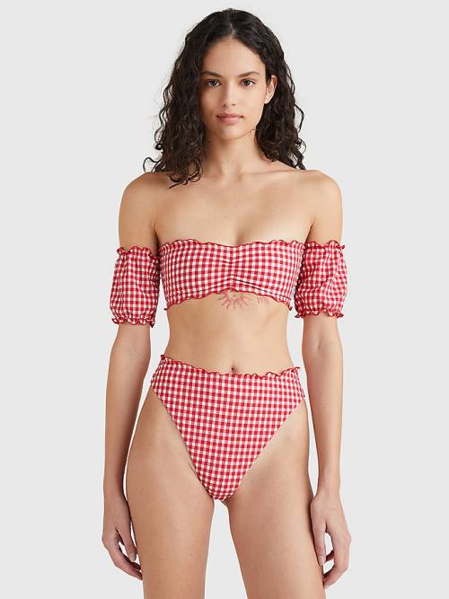 Tommy Hilfiger Gingham Cheeky Fit Bikini Bottoms Mayo Kadın Kırmızı | TH478RPS