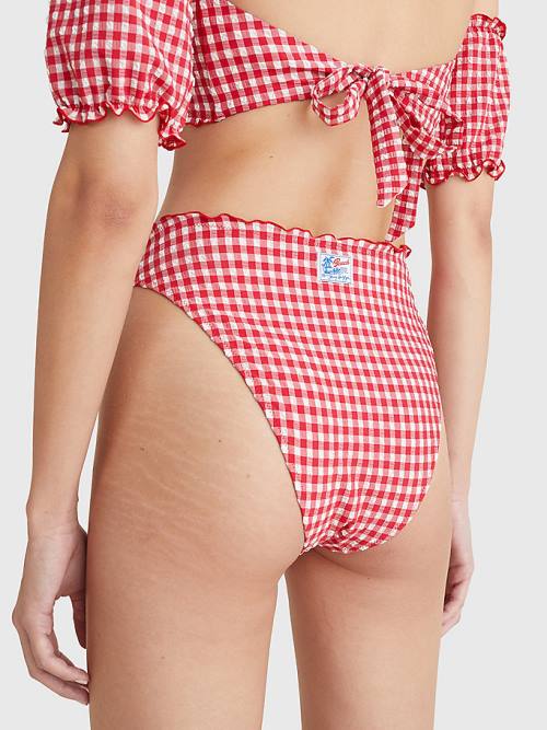 Tommy Hilfiger Gingham Cheeky Fit Bikini Bottoms Mayo Kadın Kırmızı | TH478RPS