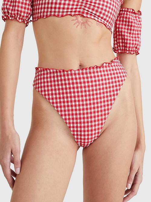 Tommy Hilfiger Gingham Cheeky Fit Bikini Bottoms Mayo Kadın Kırmızı | TH478RPS