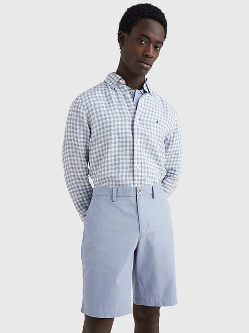 Tommy Hilfiger Gingham Regular Fit Linen Gömlek Erkek Mavi | TH382ZGU