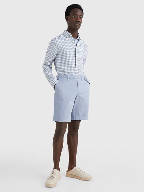 Tommy Hilfiger Gingham Regular Fit Linen Gömlek Erkek Mavi | TH382ZGU