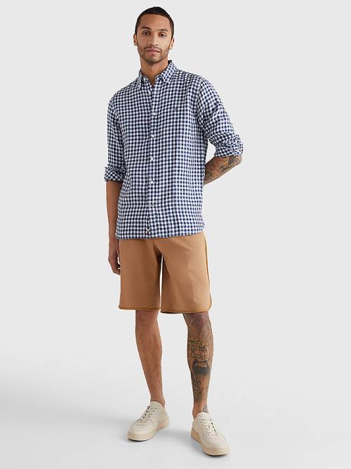 Tommy Hilfiger Gingham Regular Fit Linen Gömlek Erkek Mavi | TH521MEV