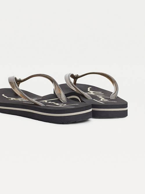 Tommy Hilfiger Glitter Askılı Flip-Flops Sandalet Kadın Siyah | TH971VGT