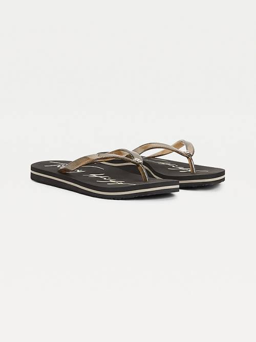 Tommy Hilfiger Glitter Askılı Flip-Flops Sandalet Kadın Siyah | TH971VGT