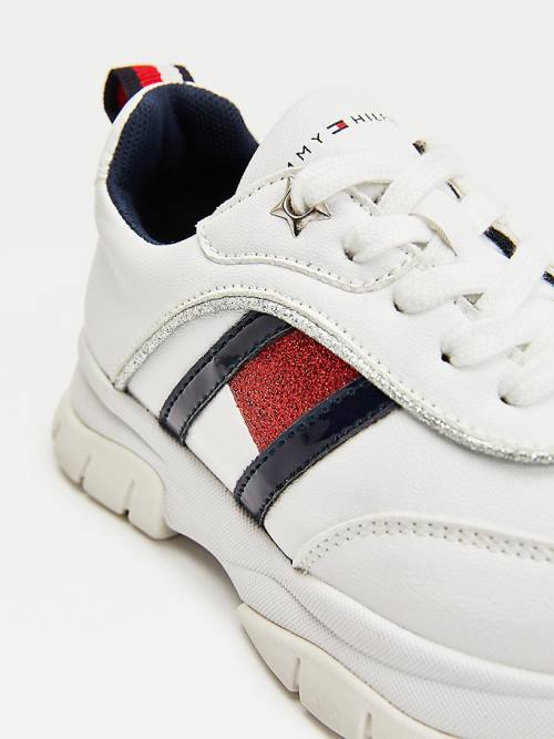 Tommy Hilfiger Glitter Finish Tıknaz Spor Ayakkabı Kiz Çocuk Beyaz | TH052NPQ