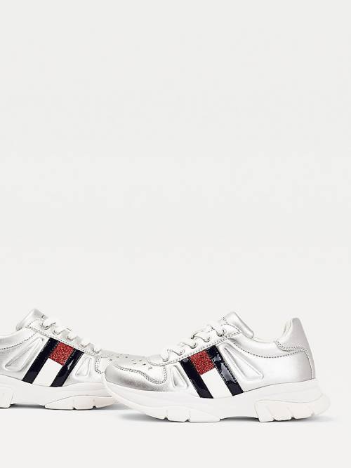 Tommy Hilfiger Glitter Flag Metallic Spor Ayakkabı Kiz Çocuk Gümüş | TH507NAP