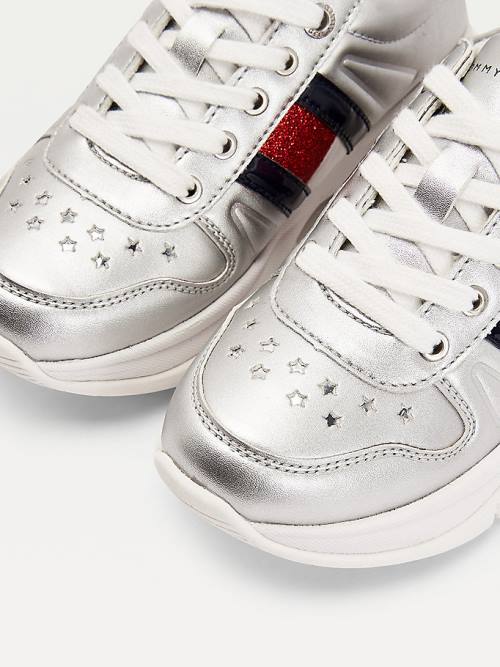 Tommy Hilfiger Glitter Flag Metallic Spor Ayakkabı Kiz Çocuk Gümüş | TH507NAP