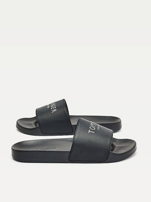 Tommy Hilfiger Glitter Logo Pool Slides Sandalet Kadın Mavi | TH146MKE