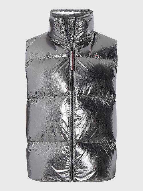 Tommy Hilfiger Gloss Foil Down Puffer Vest Kaban Kadın Gri | TH937FTO