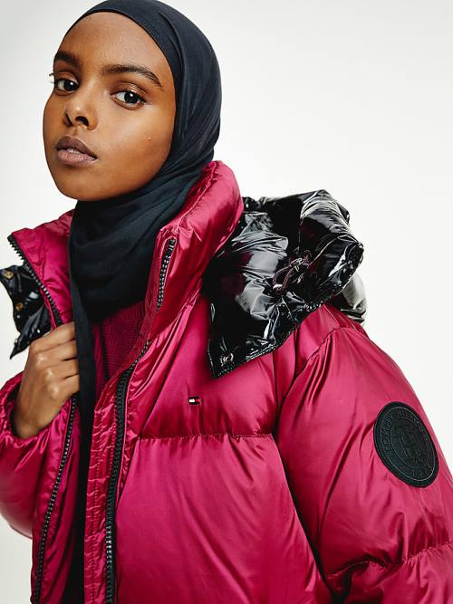 Tommy Hilfiger Gloss Matte Down Puffer Ceket Kadın Mor | TH170CUW