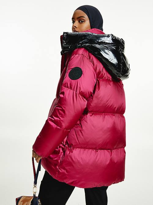 Tommy Hilfiger Gloss Matte Down Puffer Ceket Kadın Mor | TH170CUW