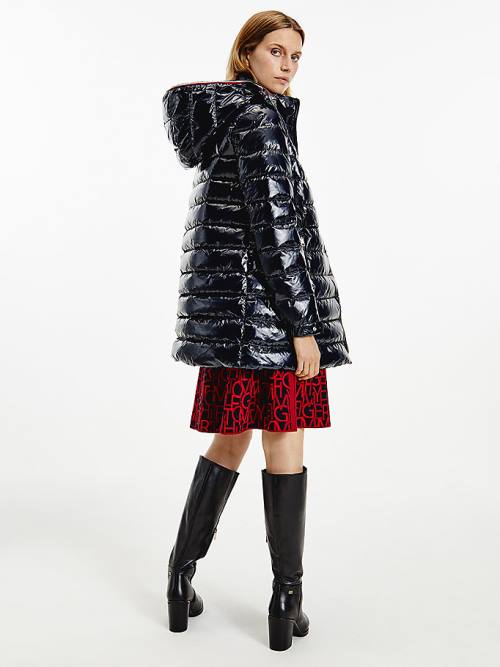 Tommy Hilfiger Glossy High Loft Puffer Coat Ceket Kadın Mavi | TH172OCV