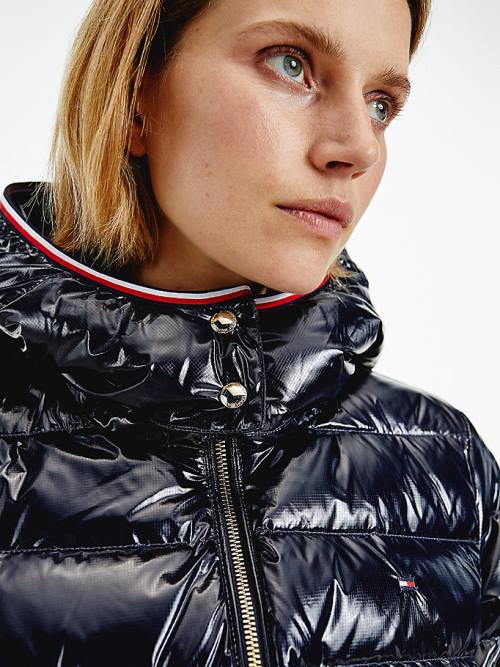 Tommy Hilfiger Glossy High Loft Puffer Coat Ceket Kadın Mavi | TH172OCV