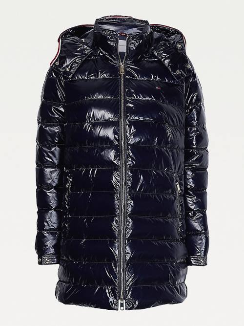 Tommy Hilfiger Glossy High Loft Puffer Coat Ceket Kadın Mavi | TH172OCV