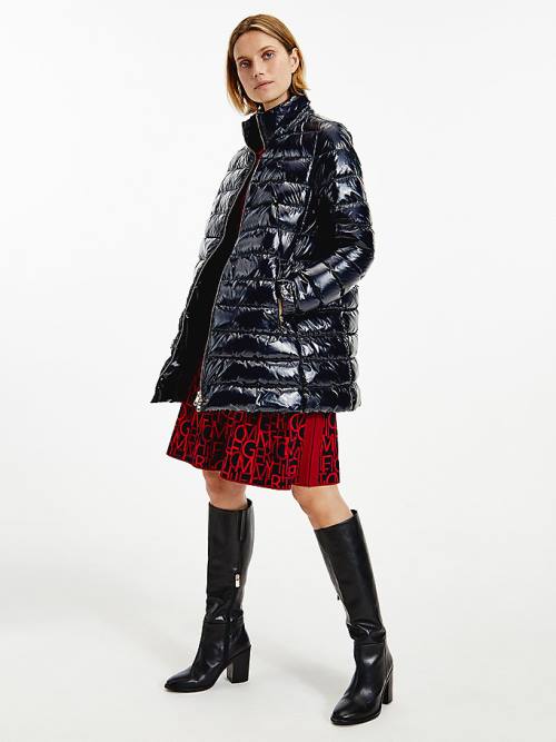 Tommy Hilfiger Glossy High Loft Puffer Coat Ceket Kadın Mavi | TH172OCV