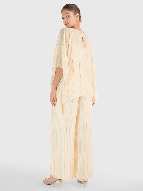 Tommy Hilfiger Gold Stripe Jumpsuit Elbise Kadın Beyaz | TH402VDR