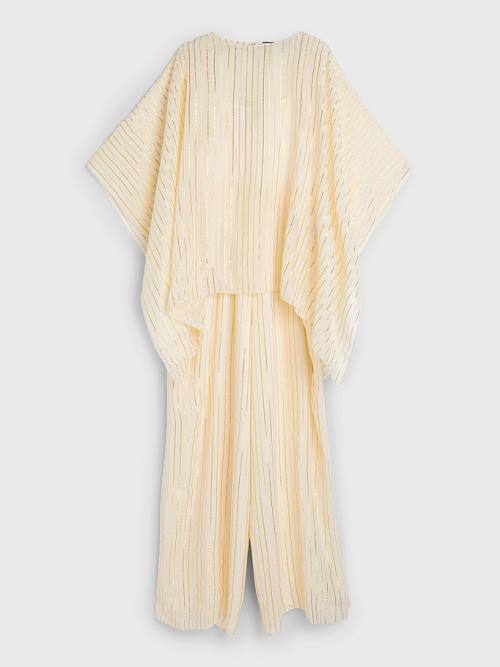 Tommy Hilfiger Gold Stripe Jumpsuit Elbise Kadın Beyaz | TH402VDR