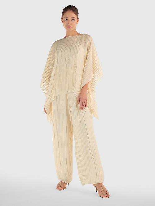 Tommy Hilfiger Gold Stripe Jumpsuit Elbise Kadın Beyaz | TH402VDR