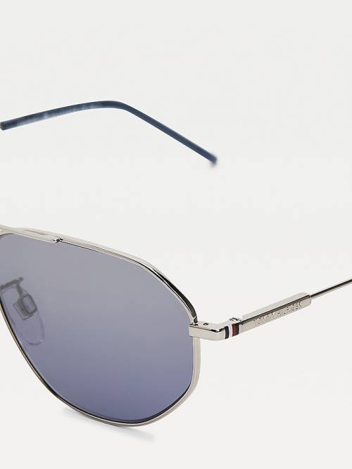 Tommy Hilfiger Gradient Mirror Aviators Güneş Gözlüğü Erkek Gri | TH540MFL