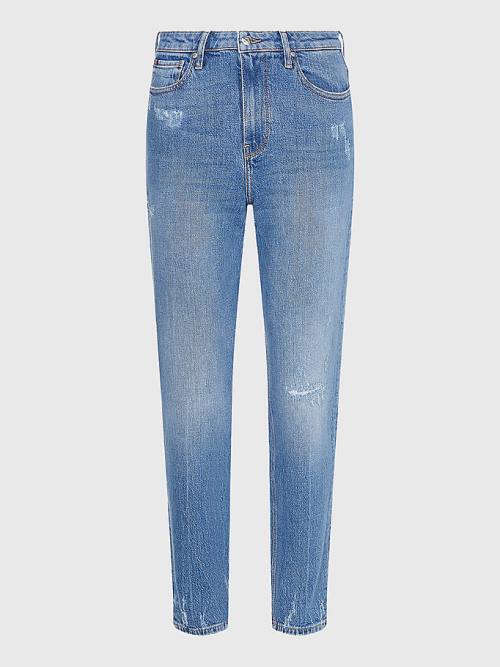 Tommy Hilfiger Gramercy Mom High Rise Tapered Distressed Jean Pantolon Kadın Denim | TH046DZM