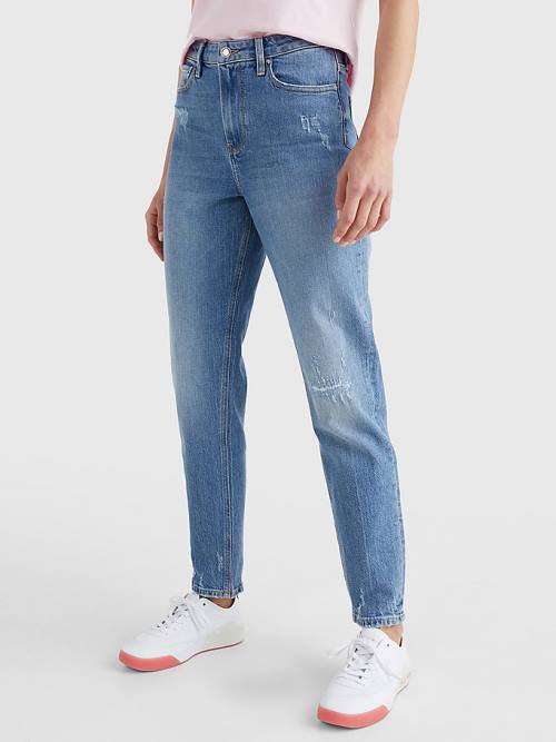 Tommy Hilfiger Gramercy Mom High Rise Tapered Distressed Jean Pantolon Kadın Denim | TH046DZM