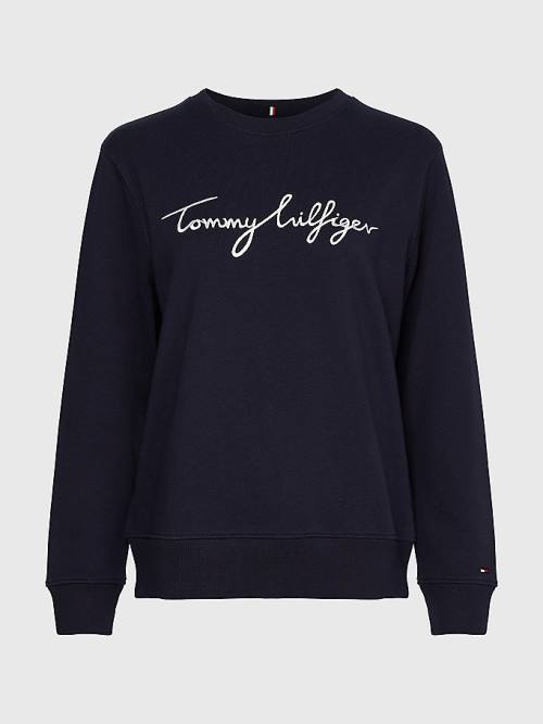 Tommy Hilfiger Graphic Crew Neck Sweatshirt Kadın Mavi | TH980QPA