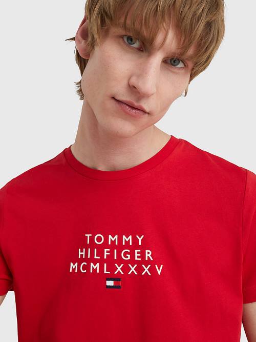 Tommy Hilfiger Graphic Logo Tişört Erkek Kırmızı | TH583UWC