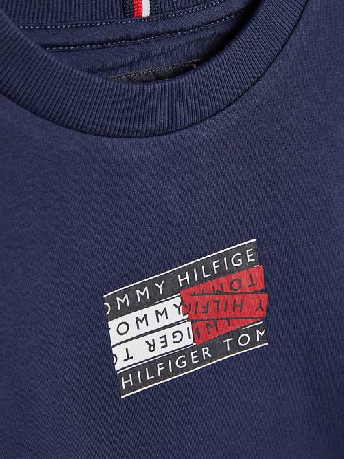 Tommy Hilfiger Graphic Tape Logo Sweatshirt Erkek Çocuk Mavi | TH492FUG