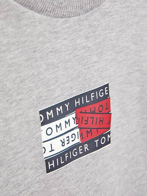 Tommy Hilfiger Graphic Tape Logo Sweatshirt Erkek Çocuk Gri | TH956RIF