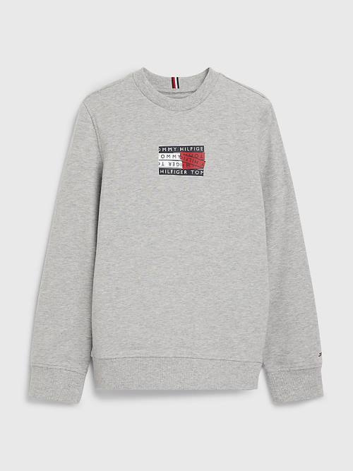 Tommy Hilfiger Graphic Tape Logo Sweatshirt Erkek Çocuk Gri | TH956RIF